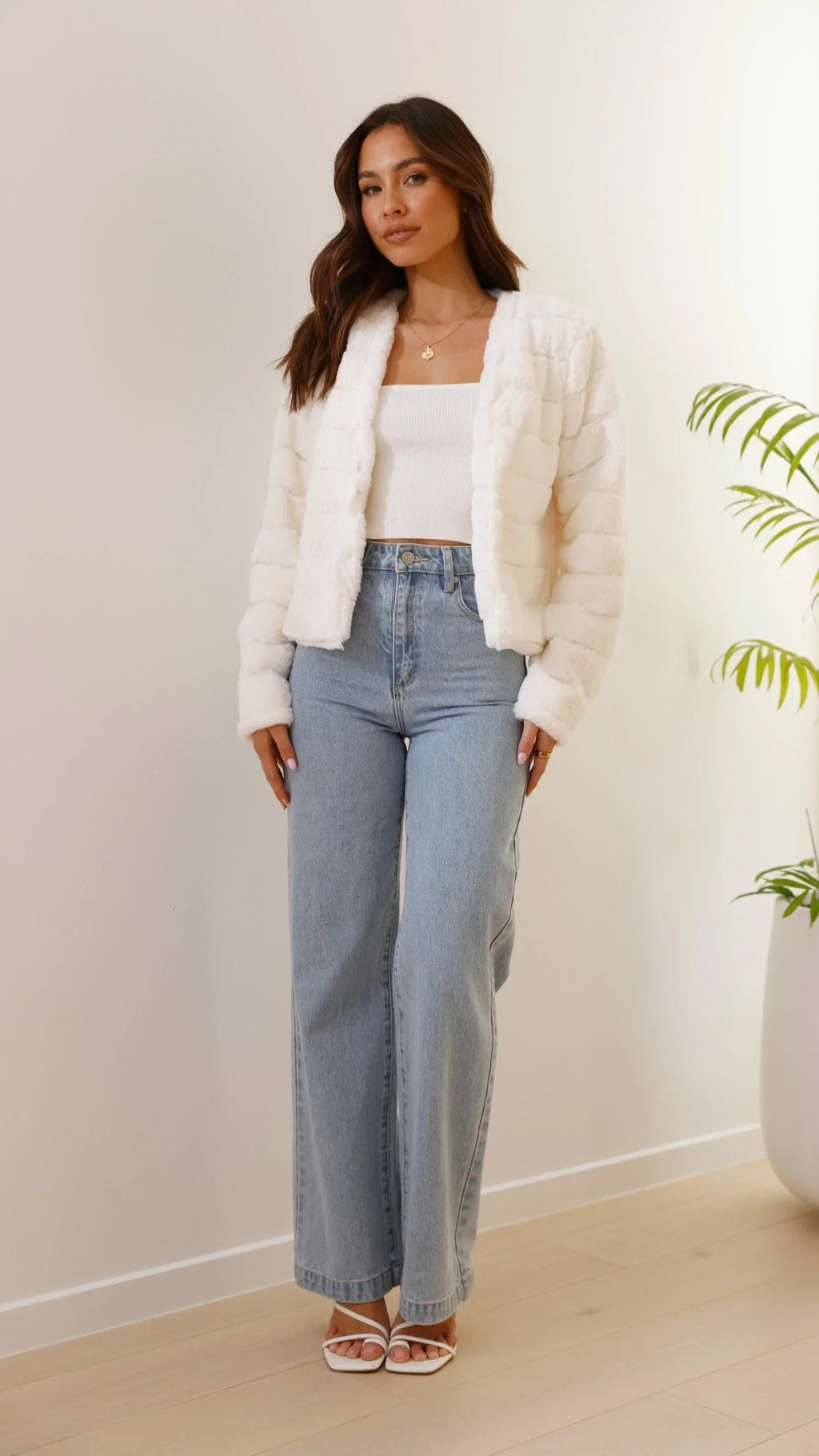 Short Faux Fur Collar Jacket