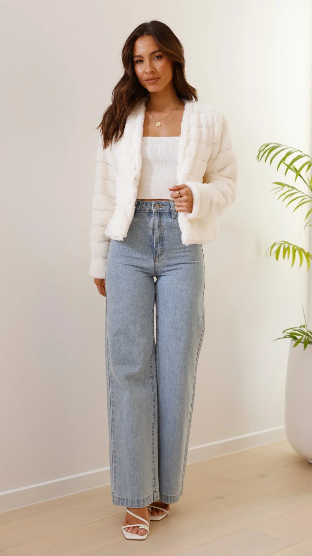 Short Faux Fur Collar Jacket