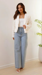 Short Faux Fur Collar Jacket