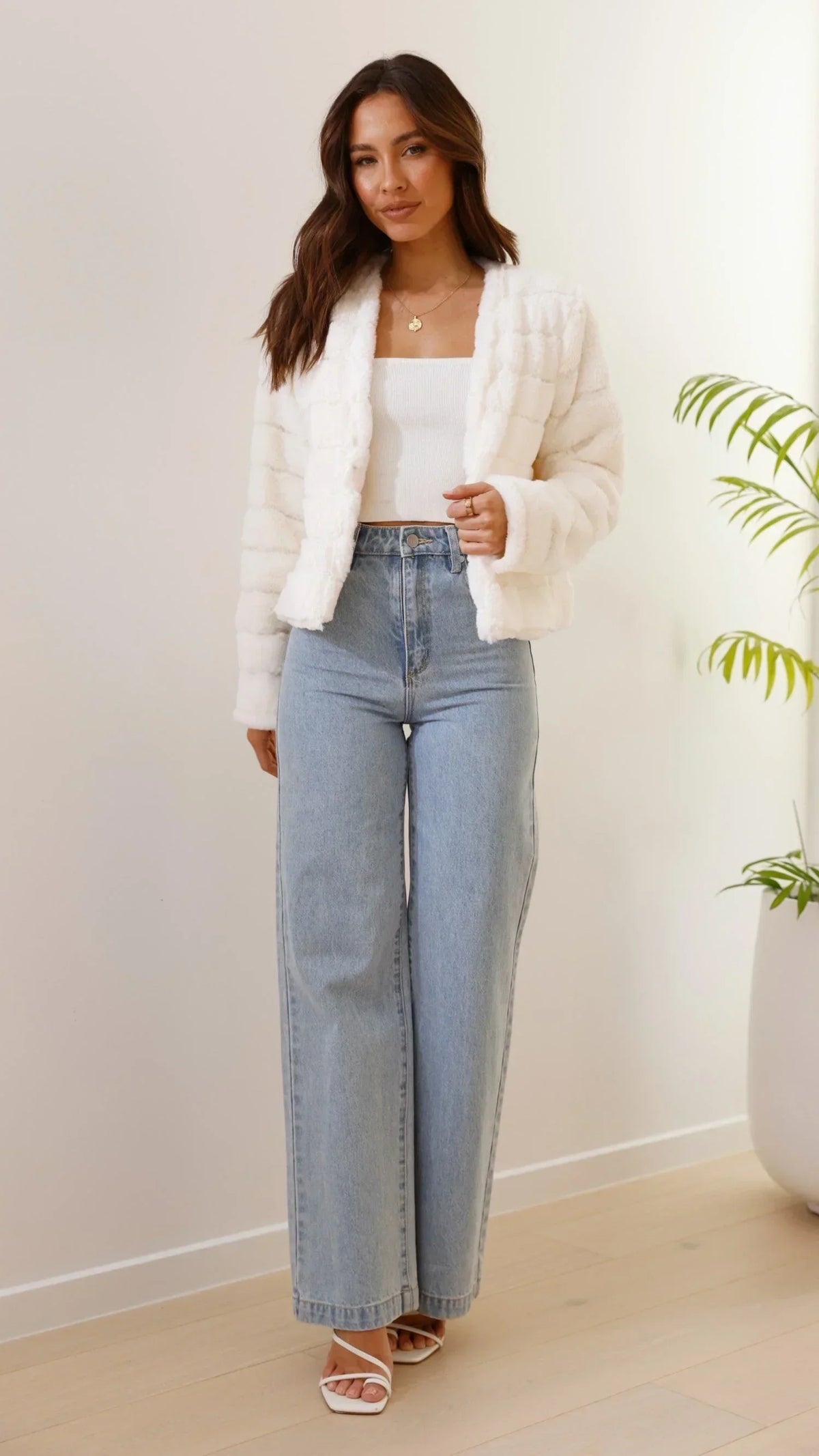 Short Faux Fur Collar Jacket