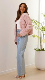 Short Faux Fur Collar Jacket