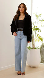 Short Faux Fur Collar Jacket