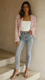 Short Faux Fur Collar Jacket