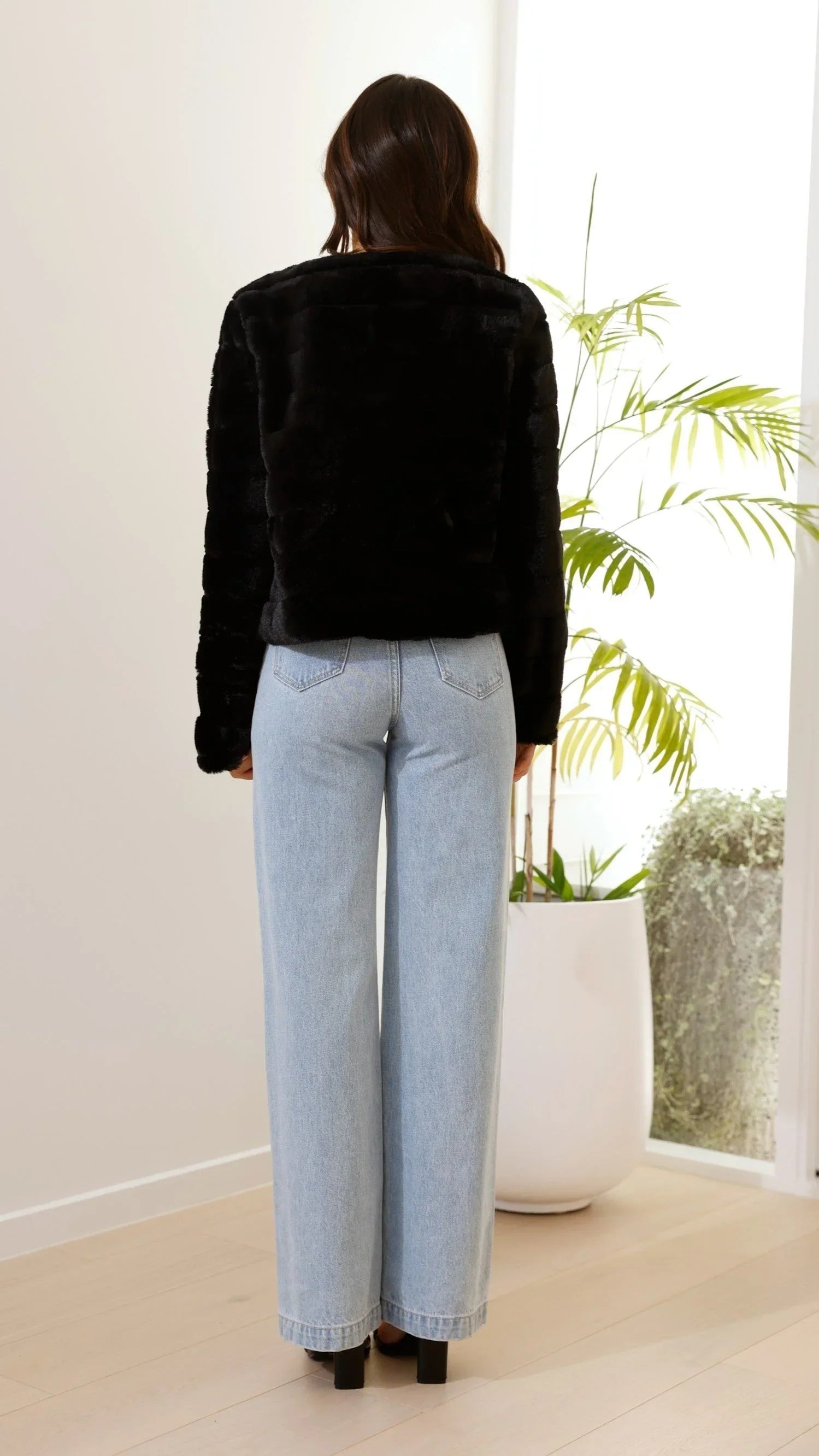 Short Faux Fur Collar Jacket
