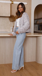 Short Faux Fur Collar Jacket