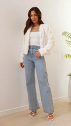 Short Faux Fur Collar Jacket