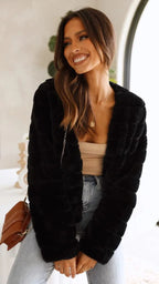 Short Faux Fur Collar Jacket