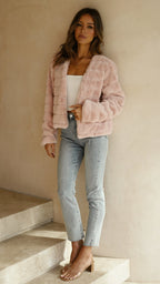 Short Faux Fur Collar Jacket
