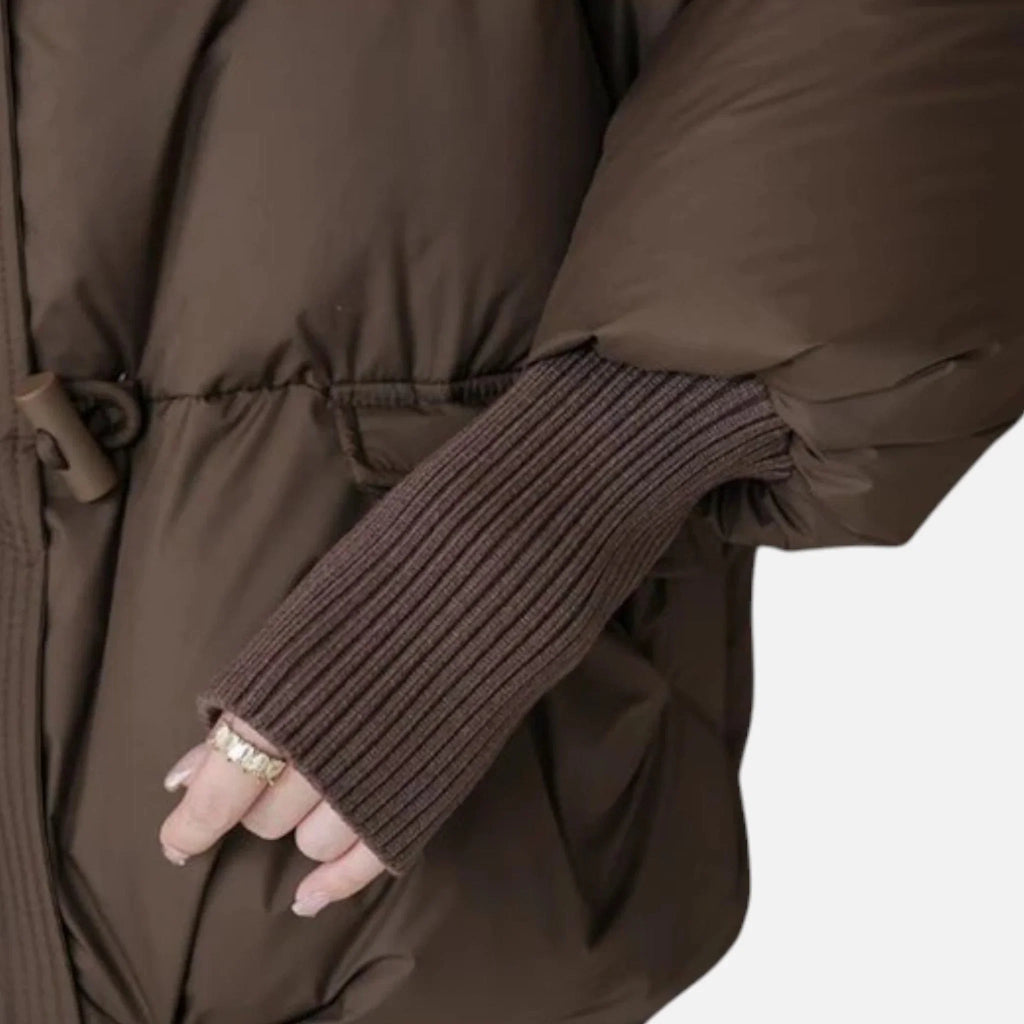 Faux Fur Collar Ribbed Jacket
