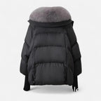 Faux Fur Collar Ribbed Jacket