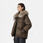 Faux Fur Collar Ribbed Jacket