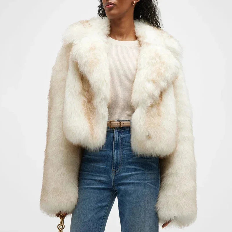Ivory Faux Fur Collar Jacket