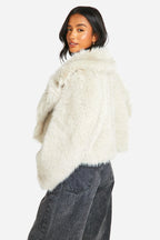 Ivory Faux Fur Collar Jacket