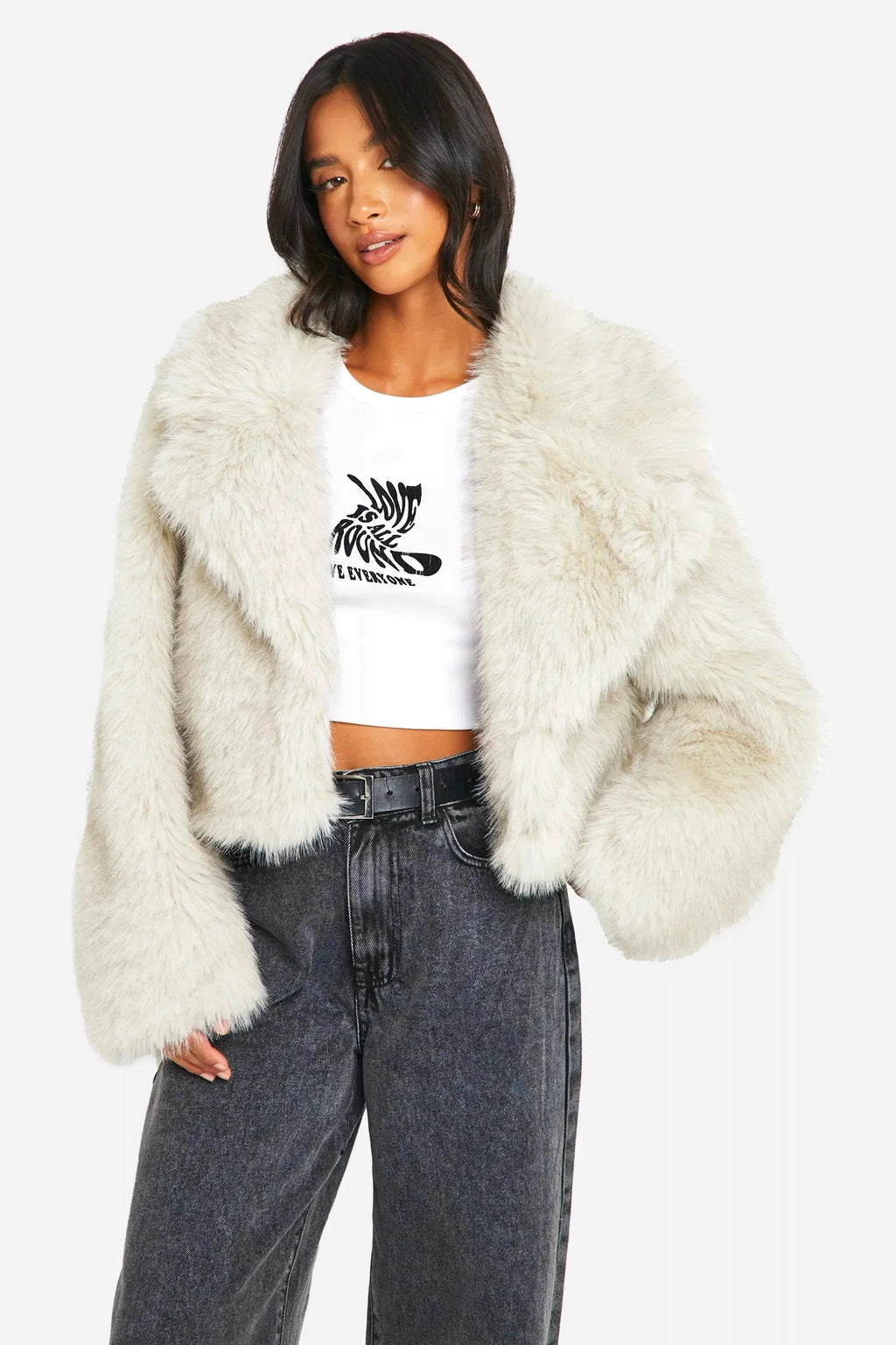 Ivory Faux Fur Collar Jacket