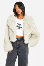 Ivory Faux Fur Collar Jacket