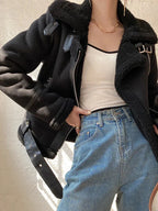 Suede Shearling Lined Winter Jacket