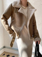 Suede Shearling Lined Winter Jacket