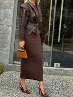 Dark Brown Belted Wrap Jacket