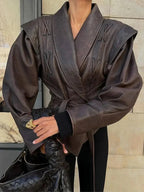 Dark Brown Belted Wrap Jacket