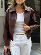 Vintage Brown Faux Leather Jacket