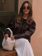 Vintage Brown Faux Leather Jacket