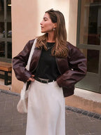 Vintage Brown Faux Leather Jacket