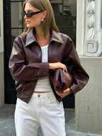 Vintage Brown Faux Leather Jacket