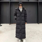 Long Puffer Jacket Removable Hood