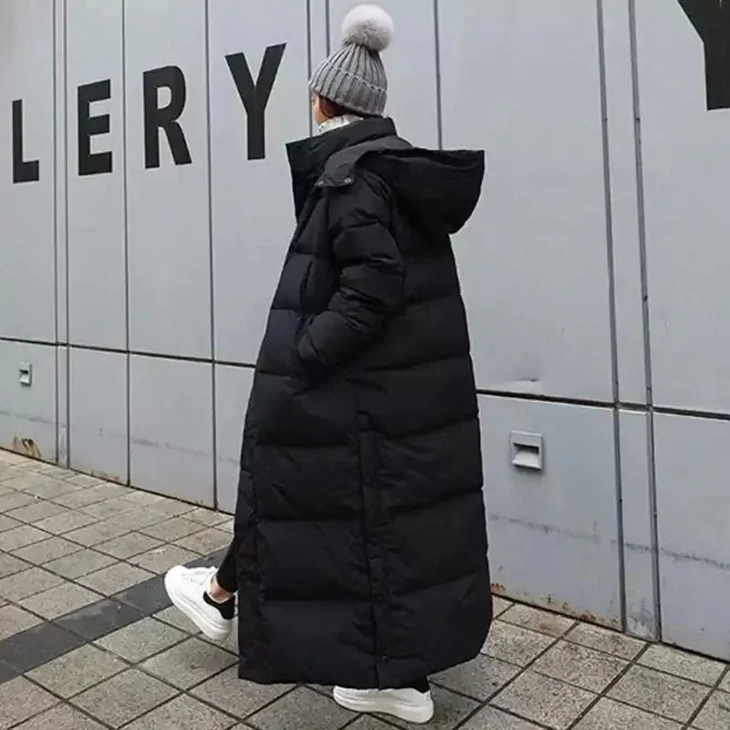 Long Puffer Jacket Removable Hood