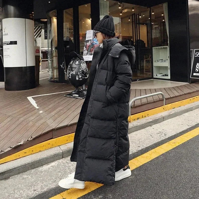 Long Puffer Jacket Removable Hood