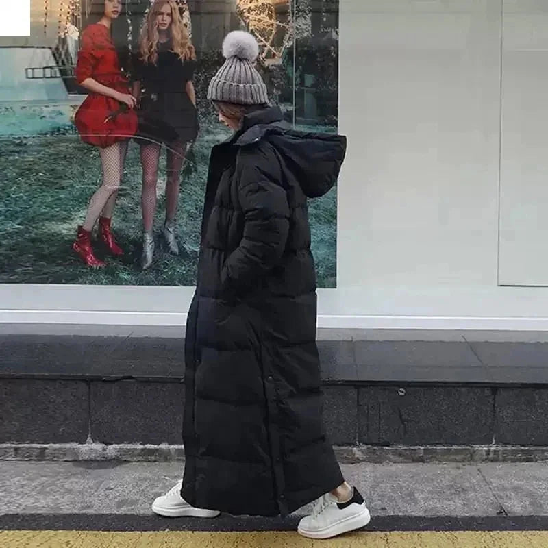 Long Puffer Jacket Removable Hood