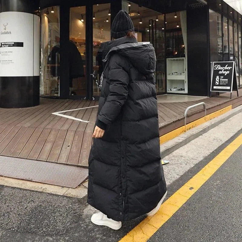 Long Puffer Jacket Removable Hood