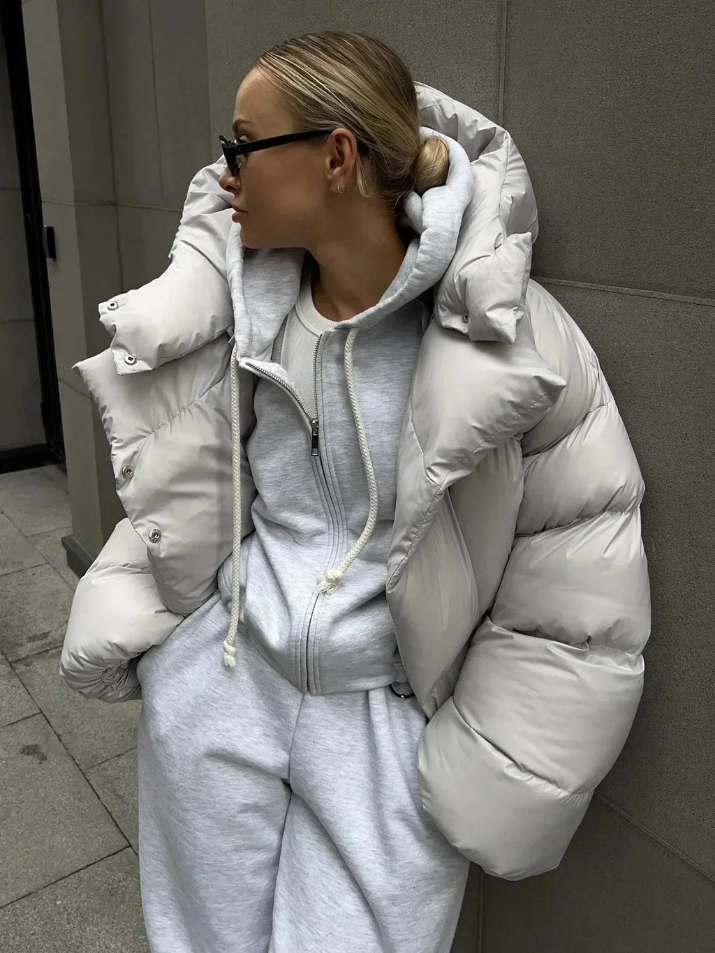 Oversized High Collar Puffer Jacket