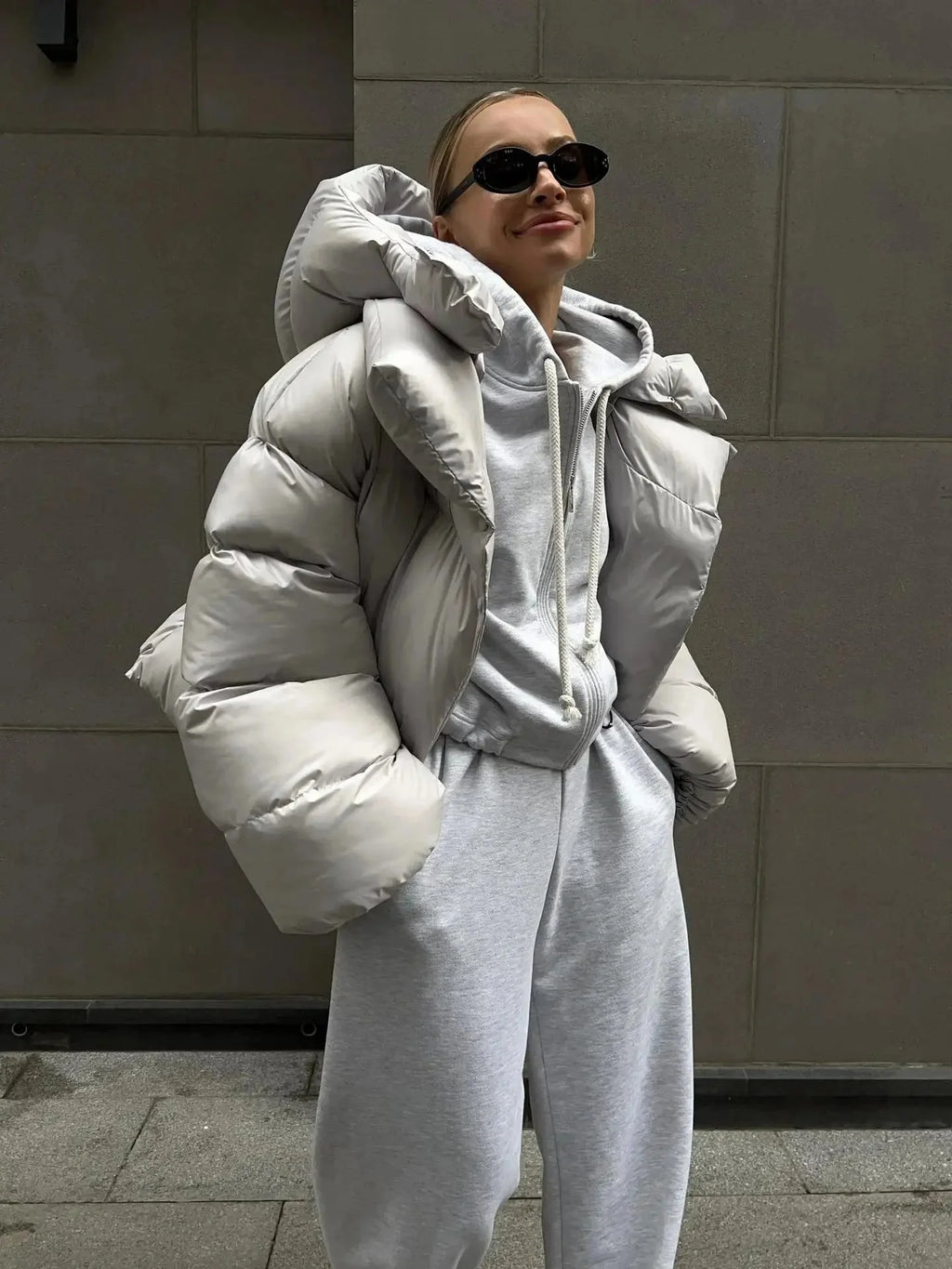Oversized High Collar Puffer Jacket