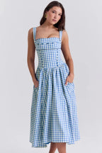 Gingham Print Midi Dress