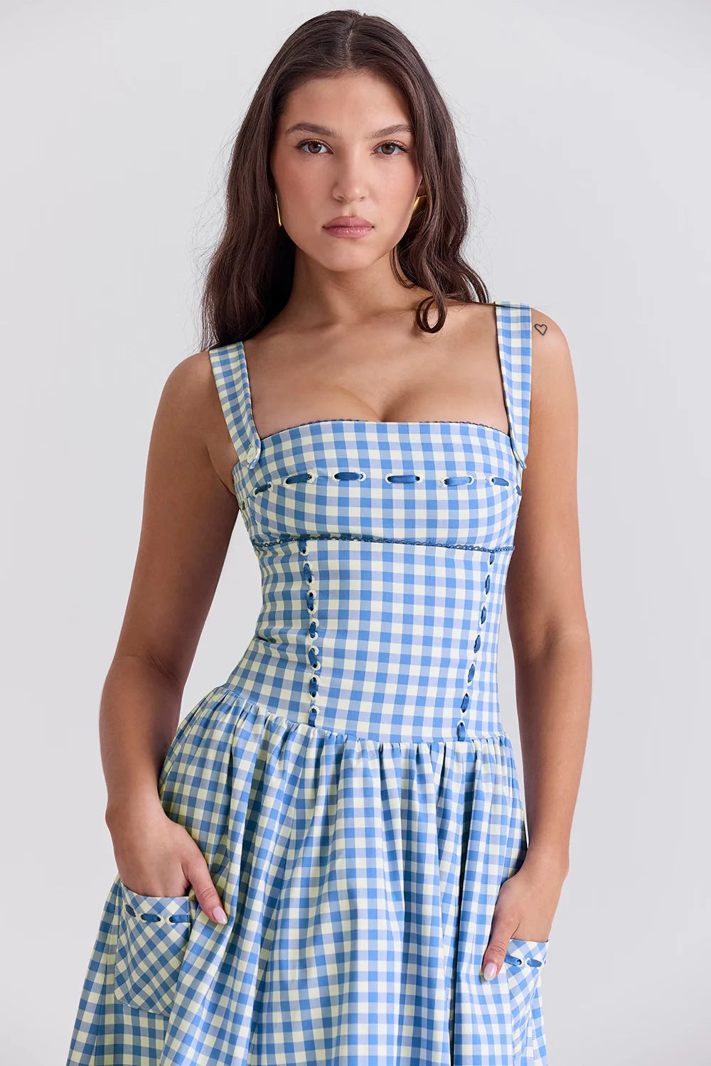 Gingham Print Midi Dress