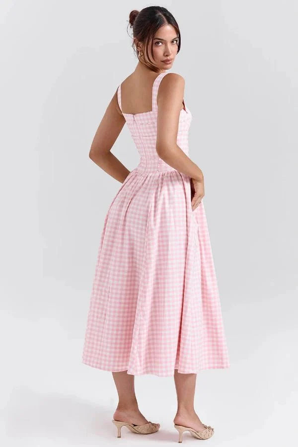 Gingham Print Midi Dress