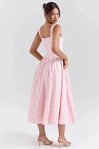 Gingham Print Midi Dress