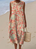 Floral Print Midi Dress with Pockets Women's Vintage Dress