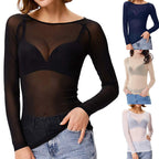 Women's Sheer Long Sleeve Mesh Top