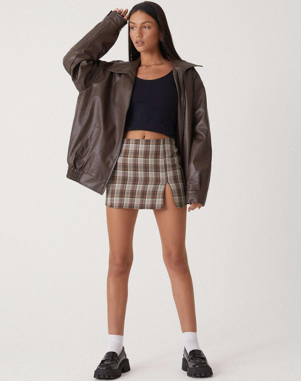 Oversized Faux Leather Biker Jacket