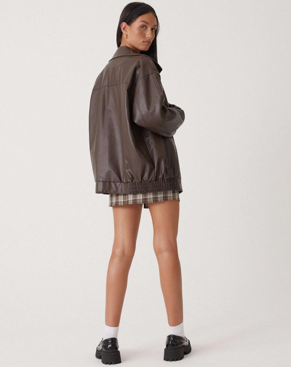 Oversized Faux Leather Biker Jacket