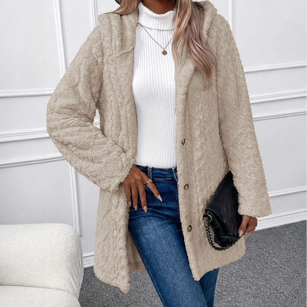Women's Hooded Diamond Quilted Button Jacket