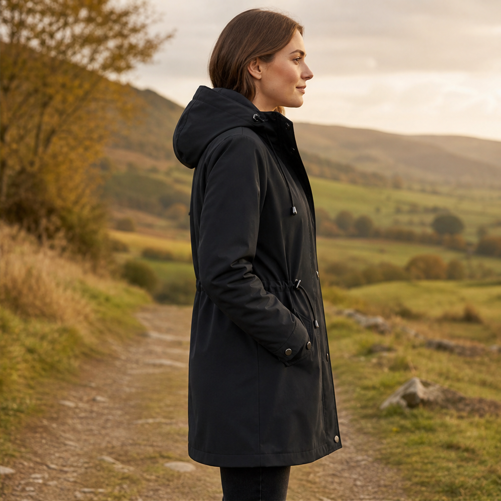 Women's Hooded Parka Jacket with Plaid Lining