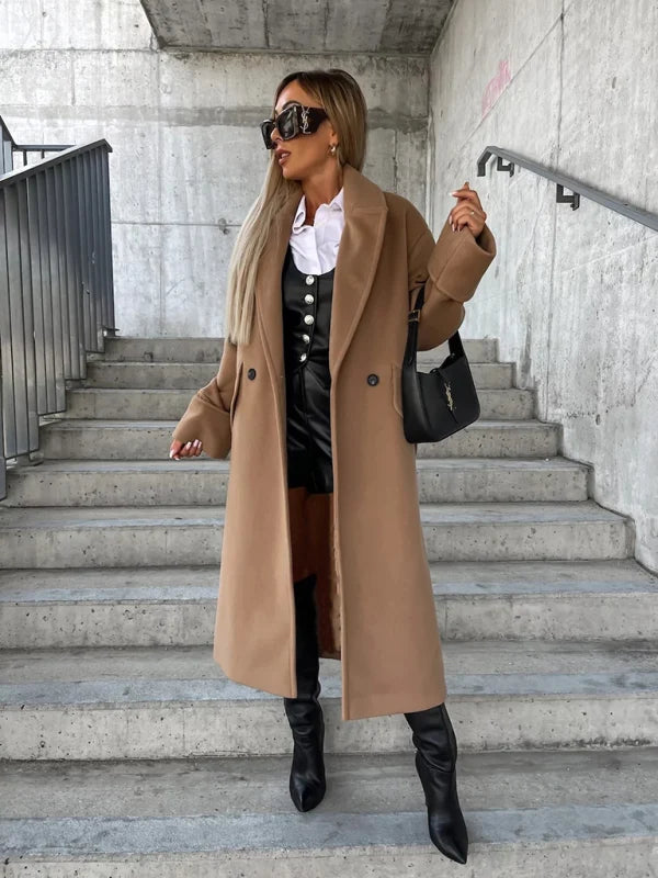 Women's Longline Double-Breasted Peacoat