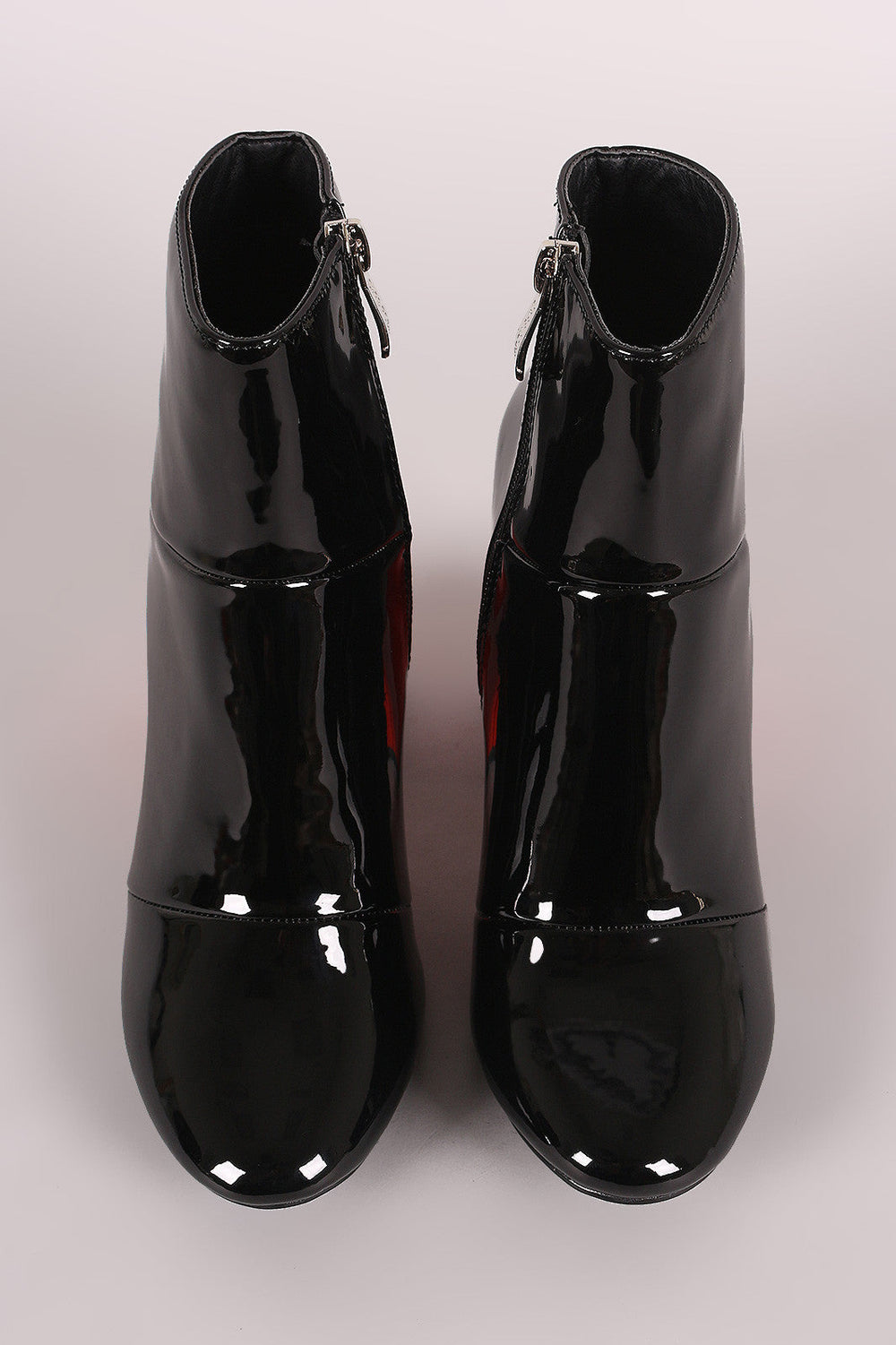 Women's Seamed Ankle Boots with Contrast Block Heel