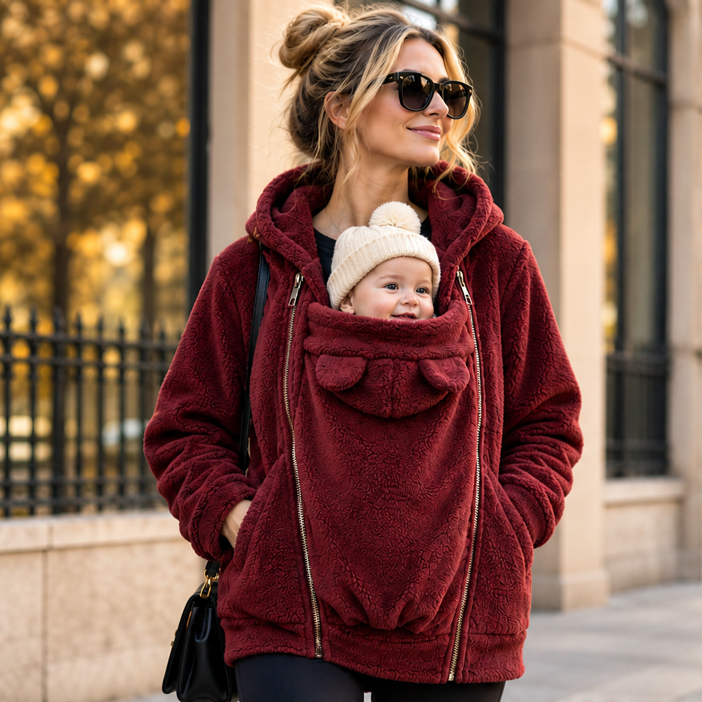 Women's Zip-Panel Babywearing Hoodie with Carrier Pouch