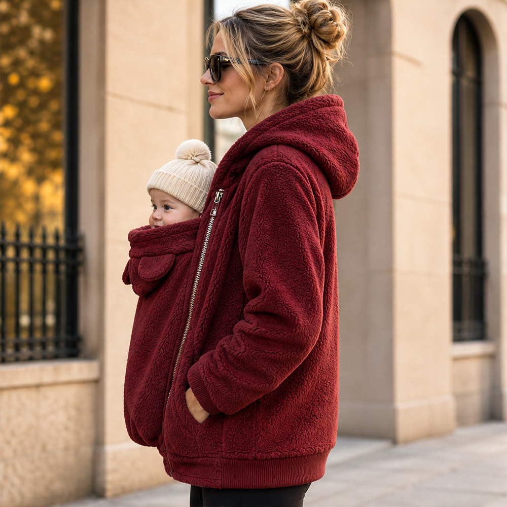 Women's Zip-Panel Babywearing Hoodie with Carrier Pouch