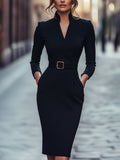 Women’s Spring Belted Wrap Midi Dress
