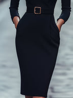 Women’s Spring Belted Wrap Midi Dress